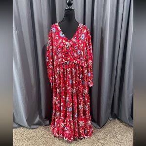 Boden V-neck tiered floral print midi dress